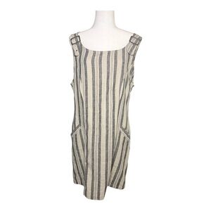 Vintage Linen & Cotton Stripe Dress M
